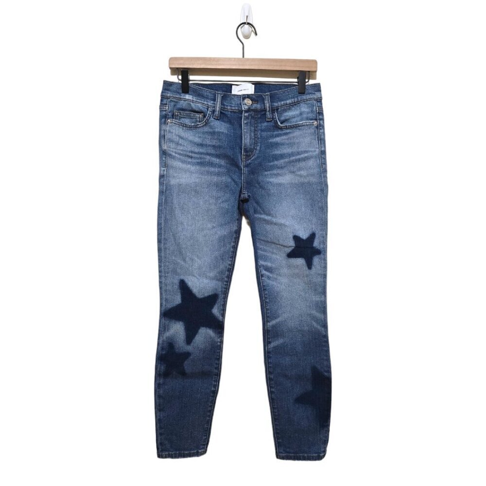 Current/Elliott Mid-Rise Skinny Jeans With Stars Sz 27